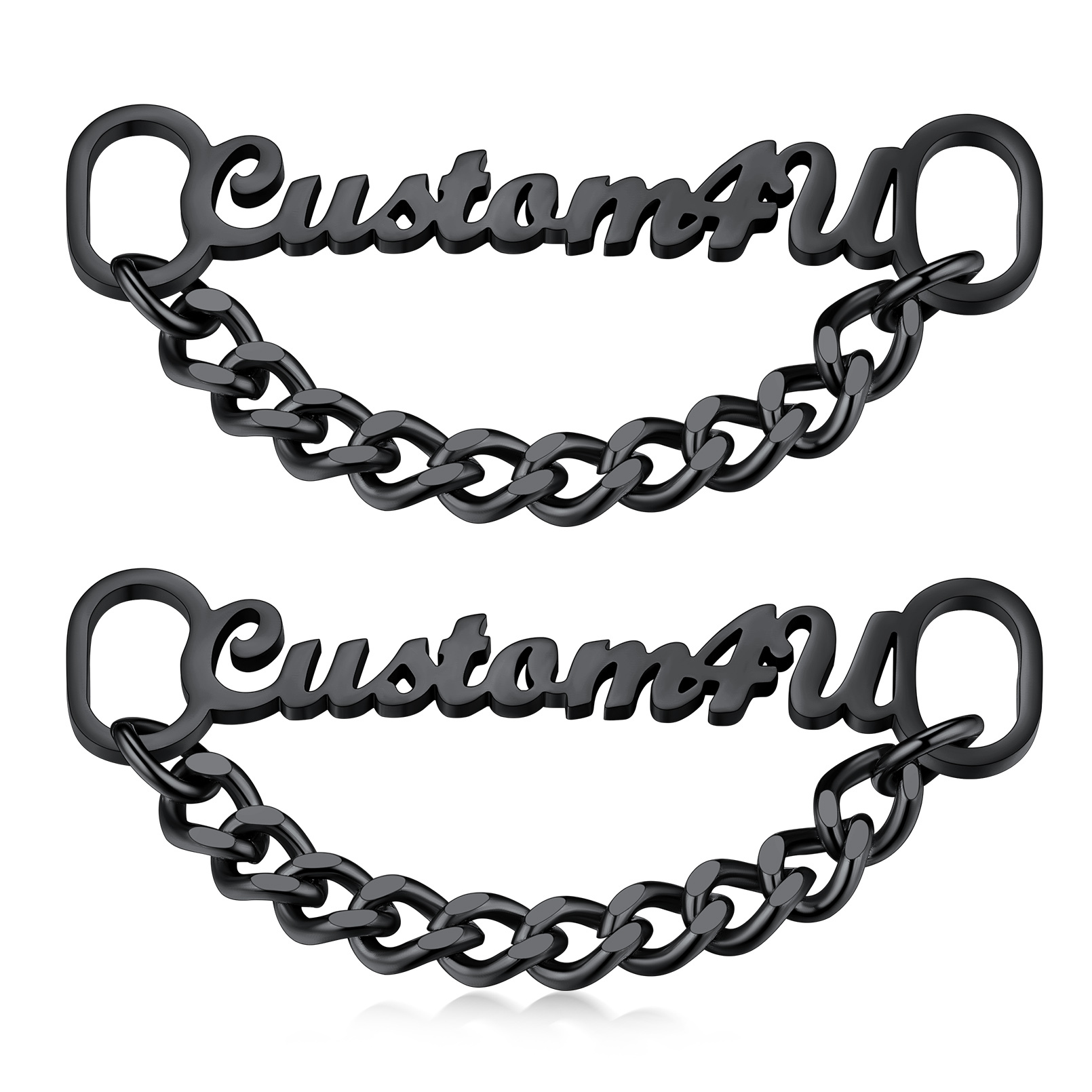 Personalized Nameplate Shoelace Buckle 2Pcs Style C Black