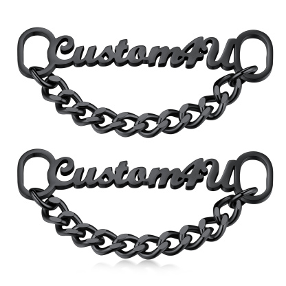 Personalized Nameplate Shoelace Buckle 2Pcs Style C Black