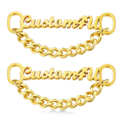 Personalized Nameplate Shoelace Buckle 2Pcs Style C Gold