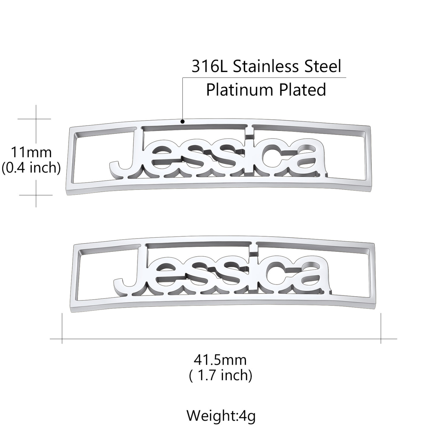 Personalized Nameplate Shoelace Buckle 2Pcs Style C Size