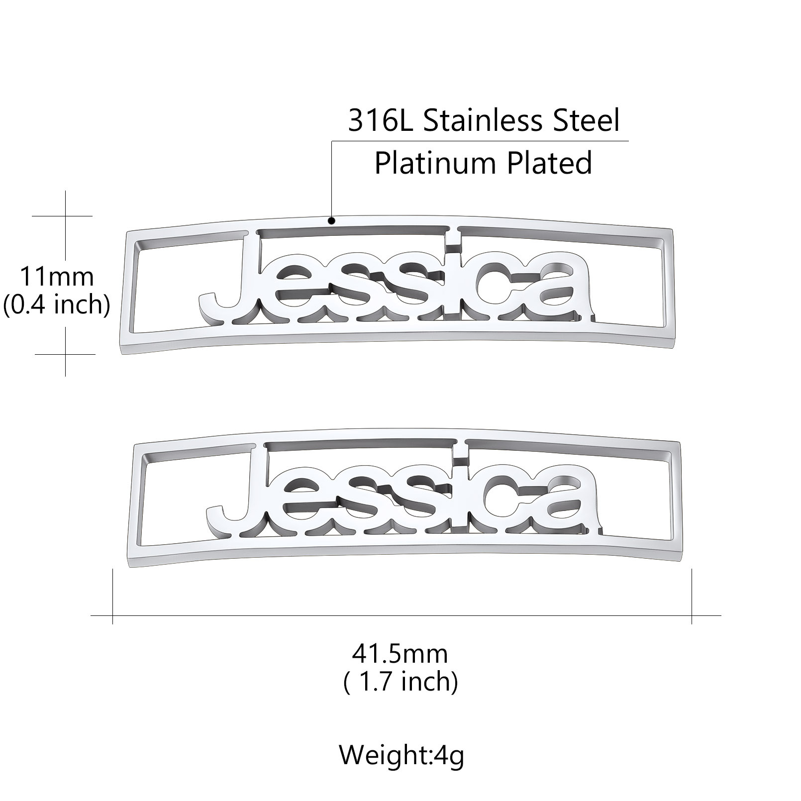 Personalized Nameplate Shoelace Buckle 2Pcs Style C Size