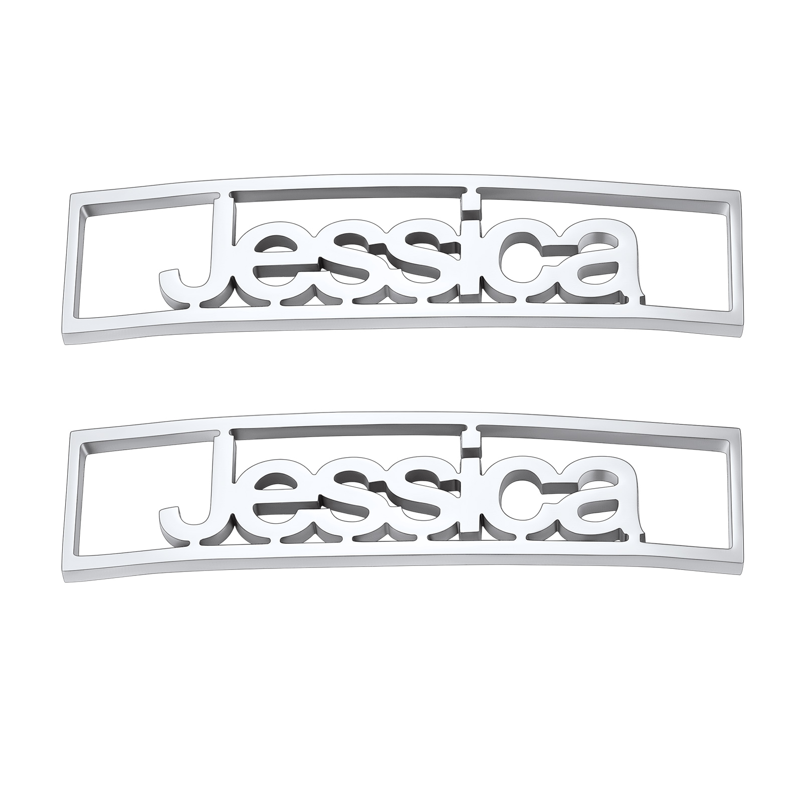 Personalized Nameplate Shoelace Buckle 2Pcs Style C Silver
