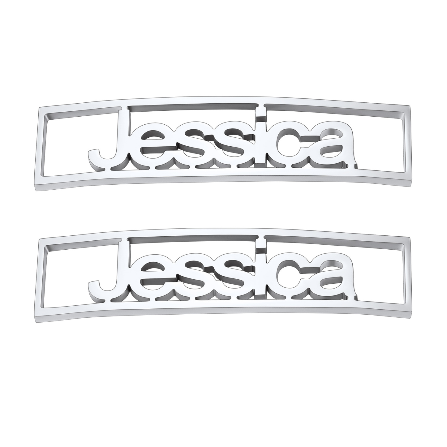 Personalized Nameplate Shoelace Buckle 2Pcs Style C Silver