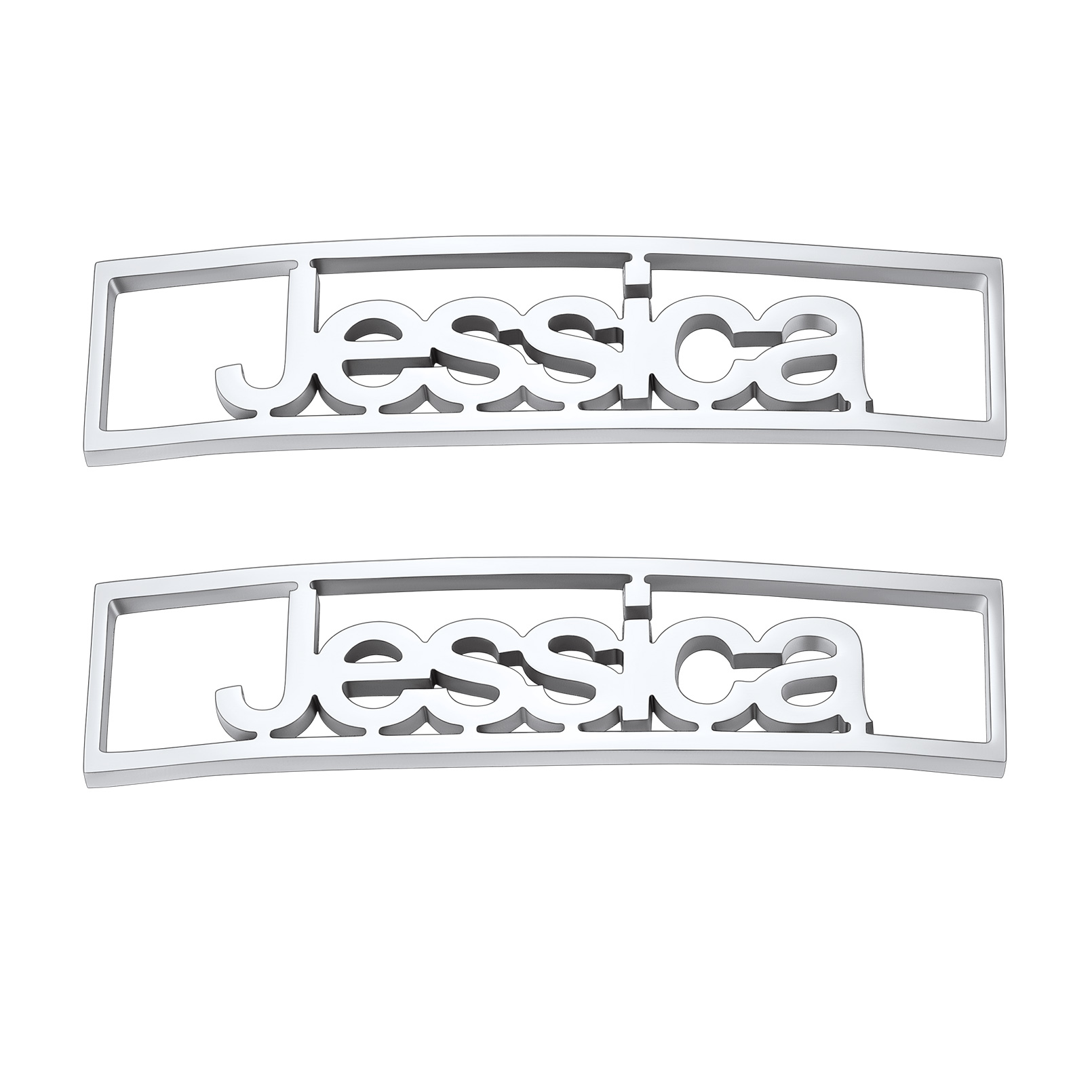Personalized Nameplate Shoelace Buckle 2Pcs Style C Silver