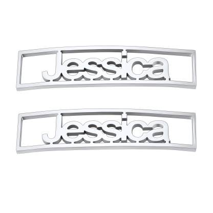 Personalized Nameplate Shoelace Buckle 2Pcs Style C Silver