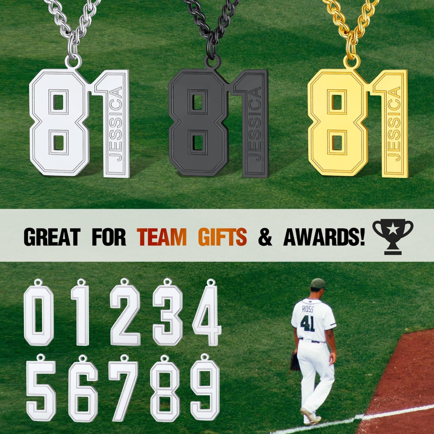 Personalized Engraved Number Pendant Necklace For Men scene