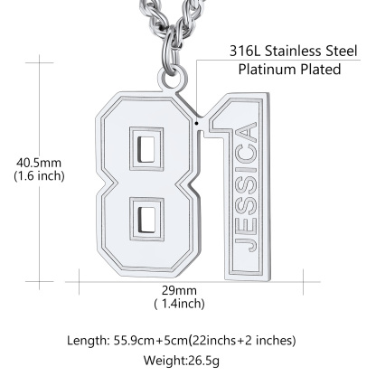 Personalized Engraved Number Pendant Necklace For Men detail