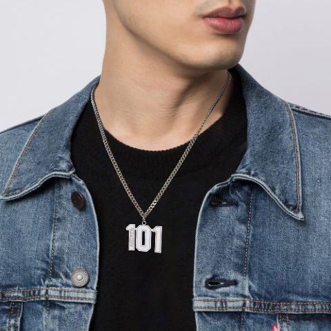 Personalized Engraved Number Pendant Necklace For Men model