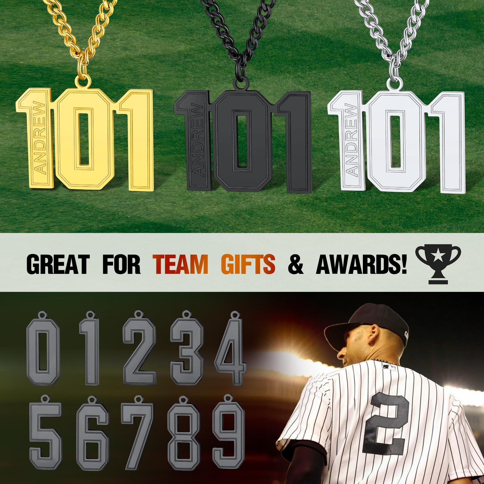 Personalized Engraved Number Pendant Necklace scene