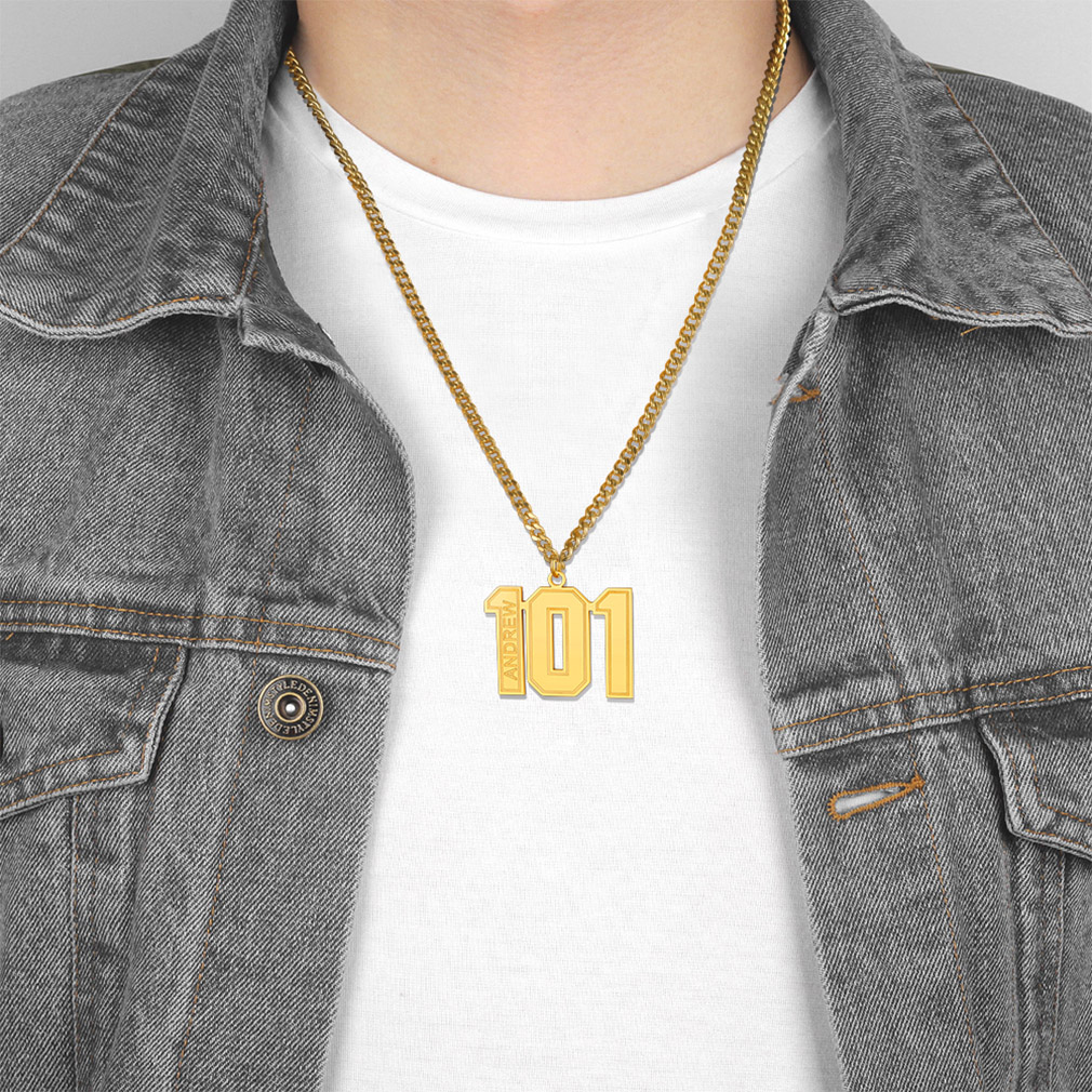 Personalized Engraved Number Pendant Necklace For Men mode gold