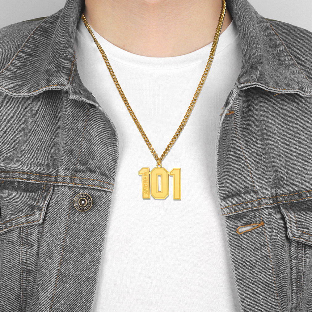 Personalized Engraved Number Pendant Necklace For Men mode gold