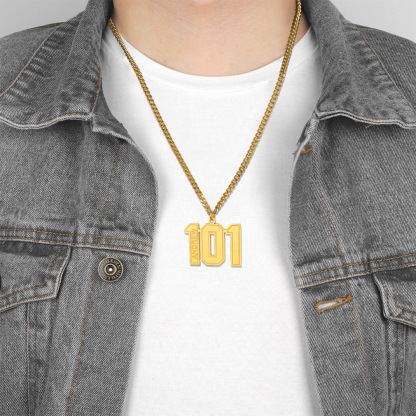 Personalized Engraved Number Pendant Necklace For Men mode gold