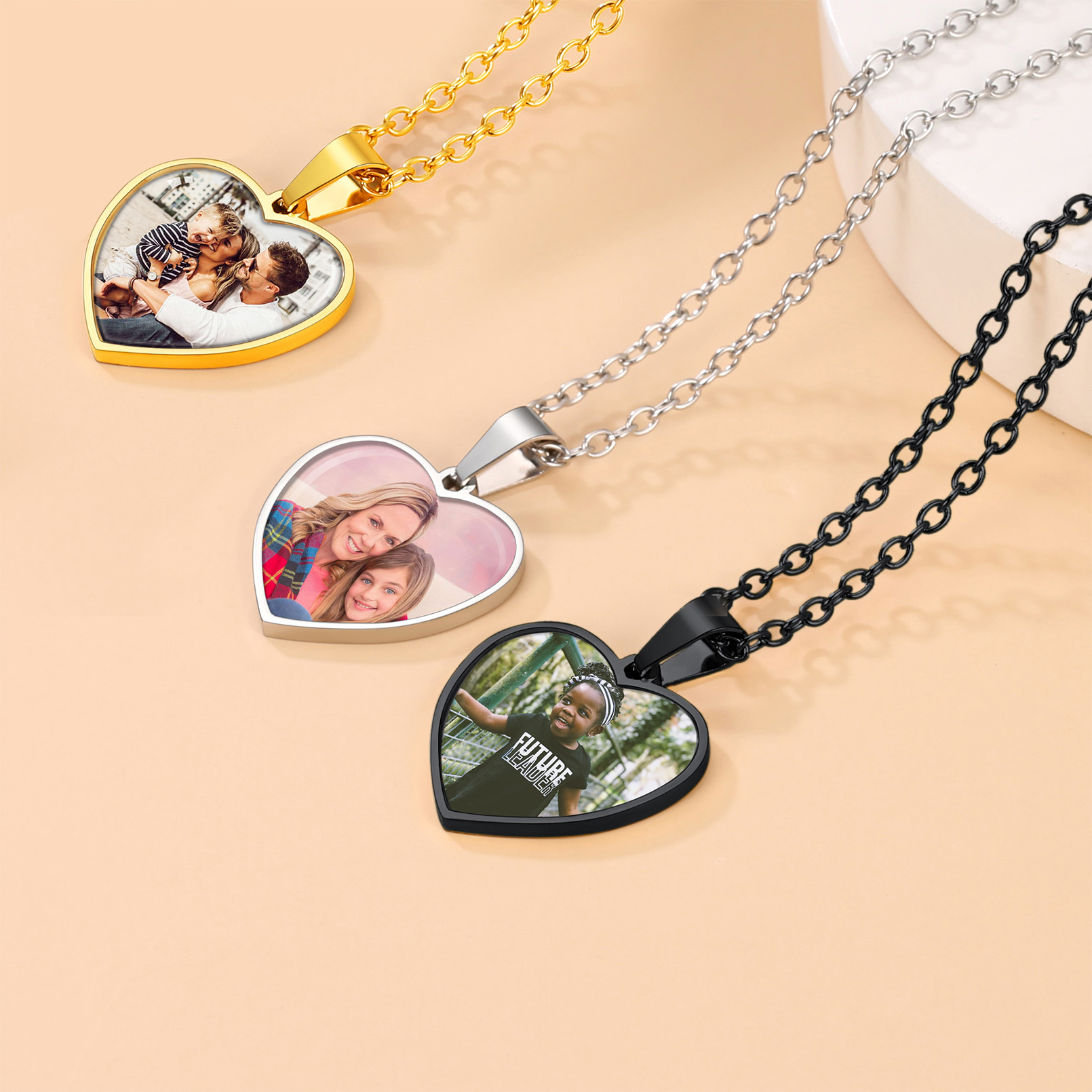 Personalized Heart Pendant Necklace with 2 Pictures for Women collection