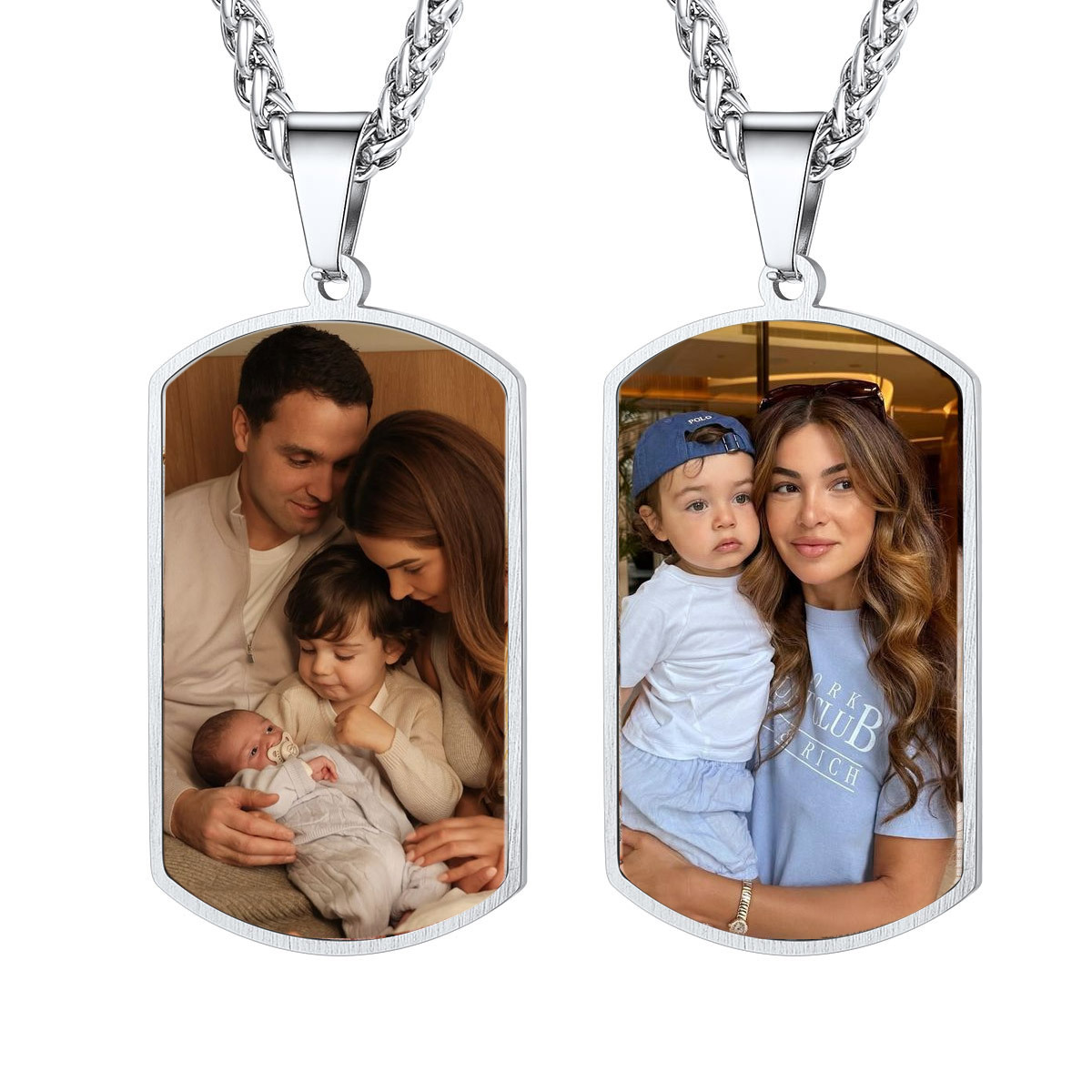 Double-sided Photo Custom Military Tags Pendant Necklace For Men