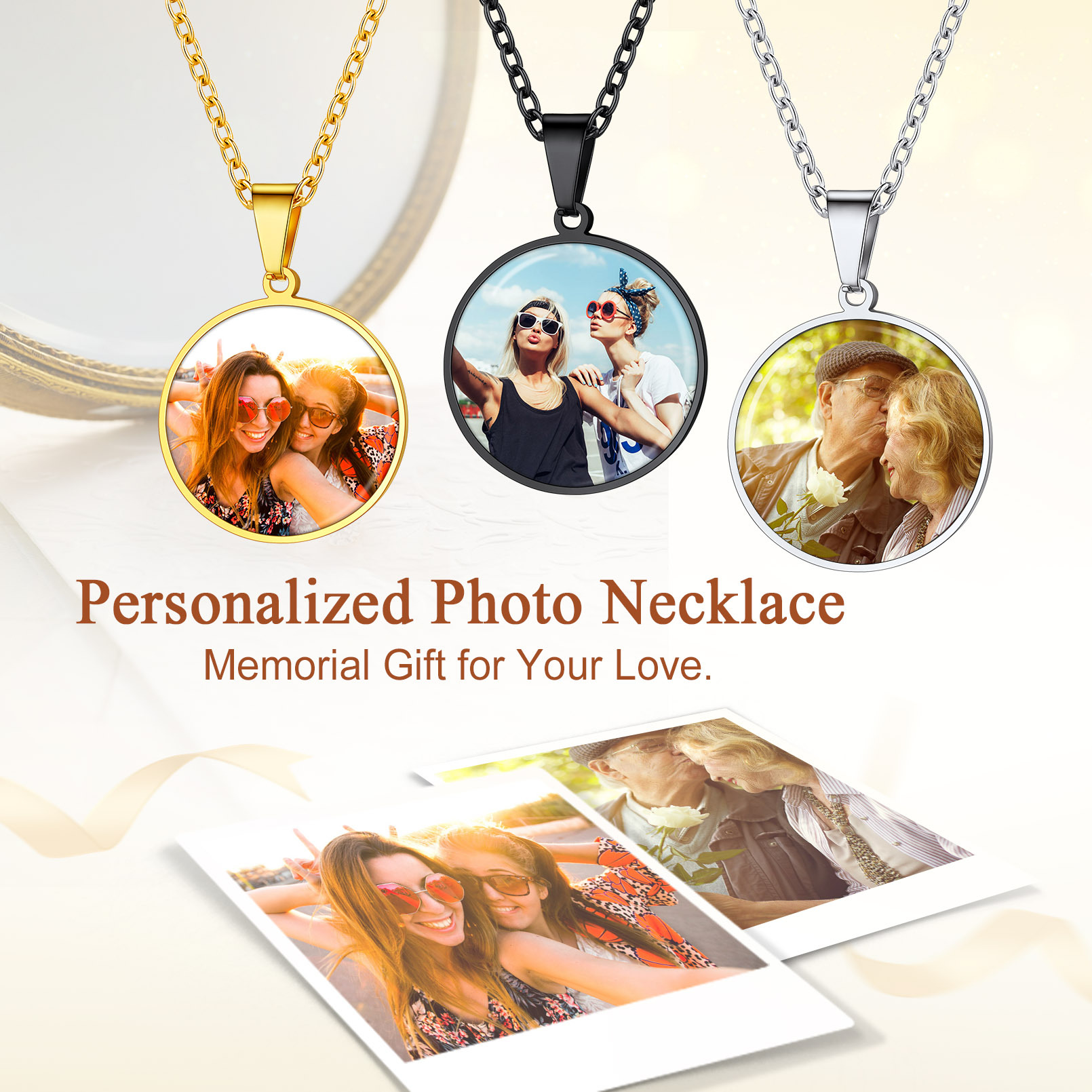 Personalized Photo Round Pendant Picture for Men 