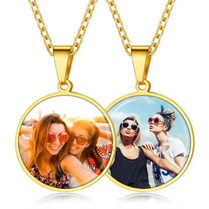 Personalized Photo Round Pendant Picture for Men Women gold