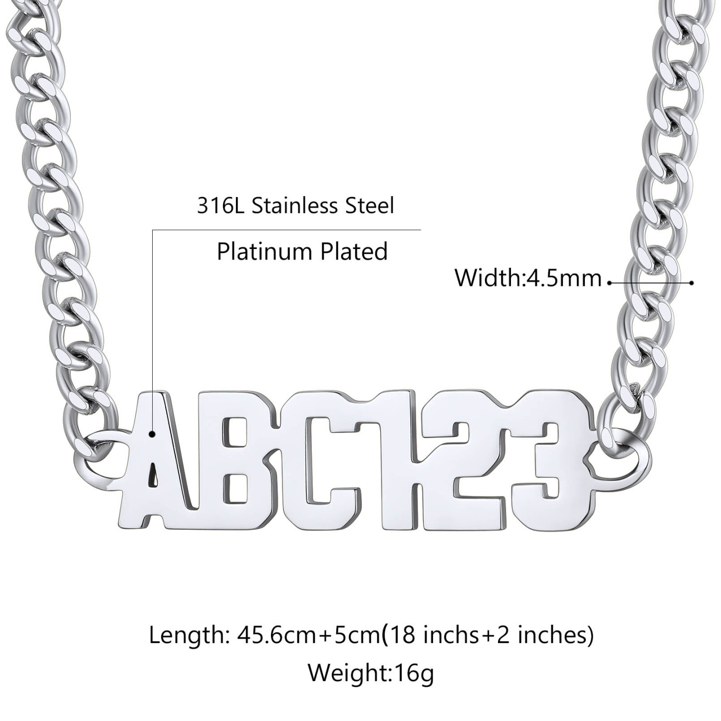 Personalized Name Necklace with Curb Chains for Men detail