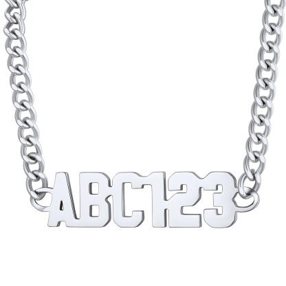 Personalized Name Necklace with Curb Chains for Men silver