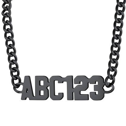 Personalized Name Necklace with Curb Chains for Men black