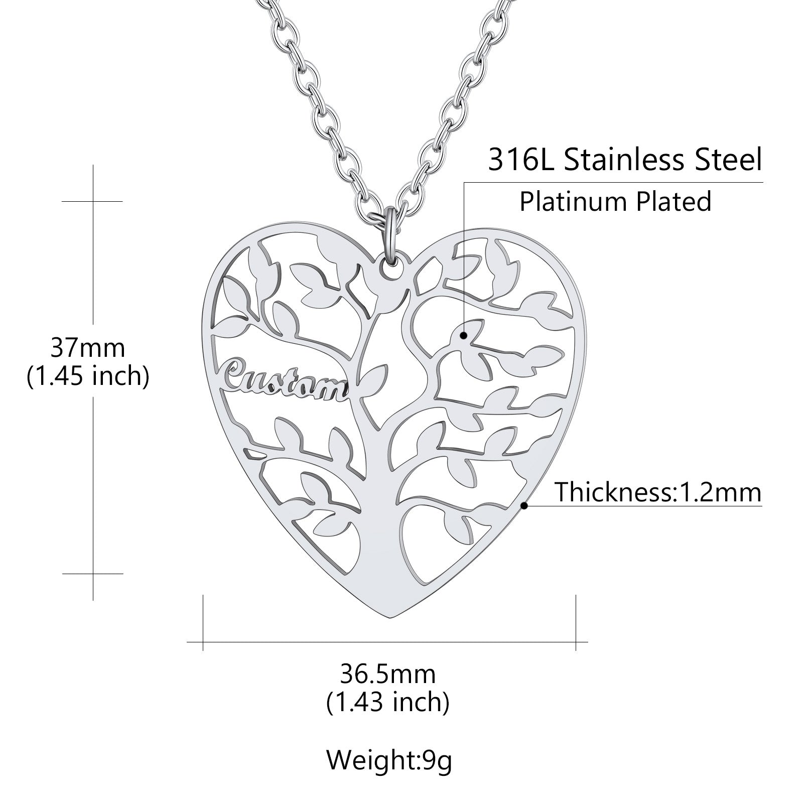 Custom4U Tree Of Life Necklace-Dimension figure