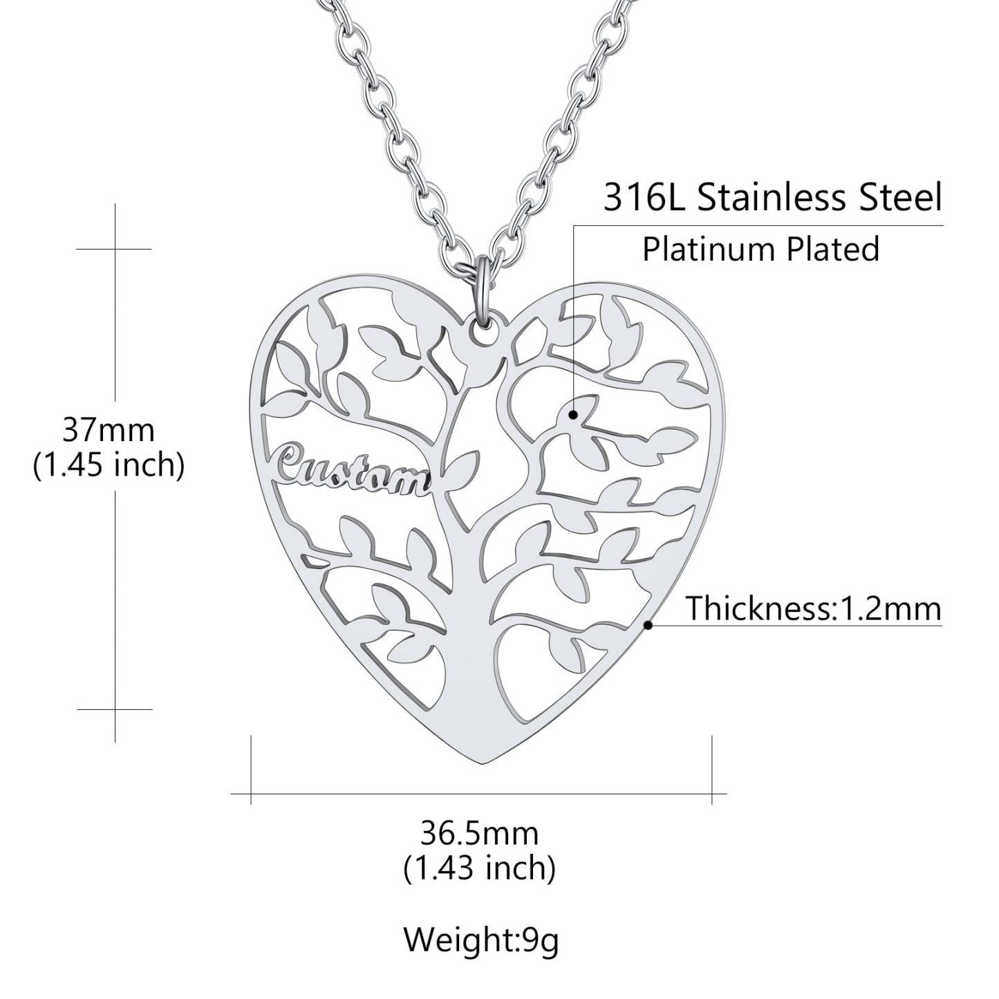 Custom4U Tree Of Life Necklace-Dimension figure