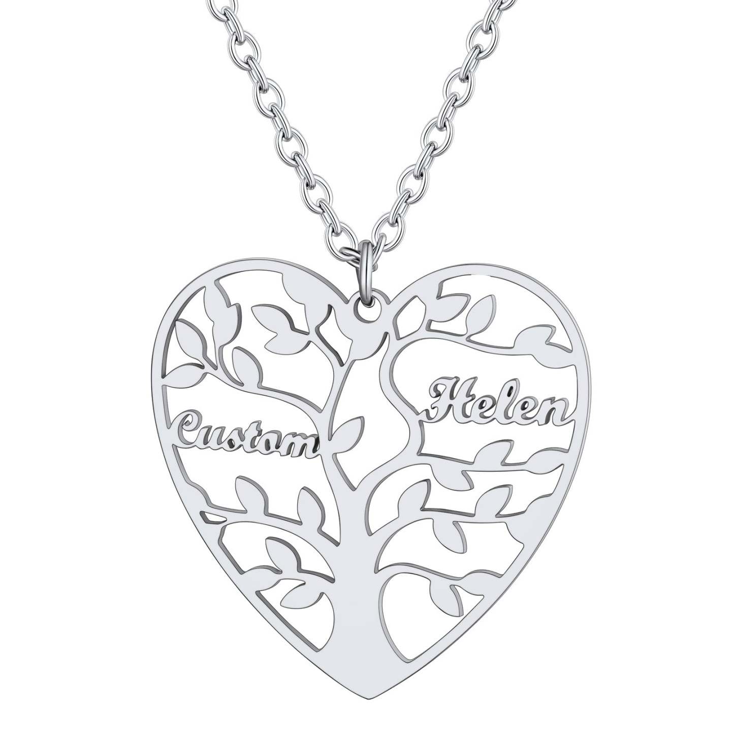 Custom4U Tree Of Life Necklace-2 names-silver