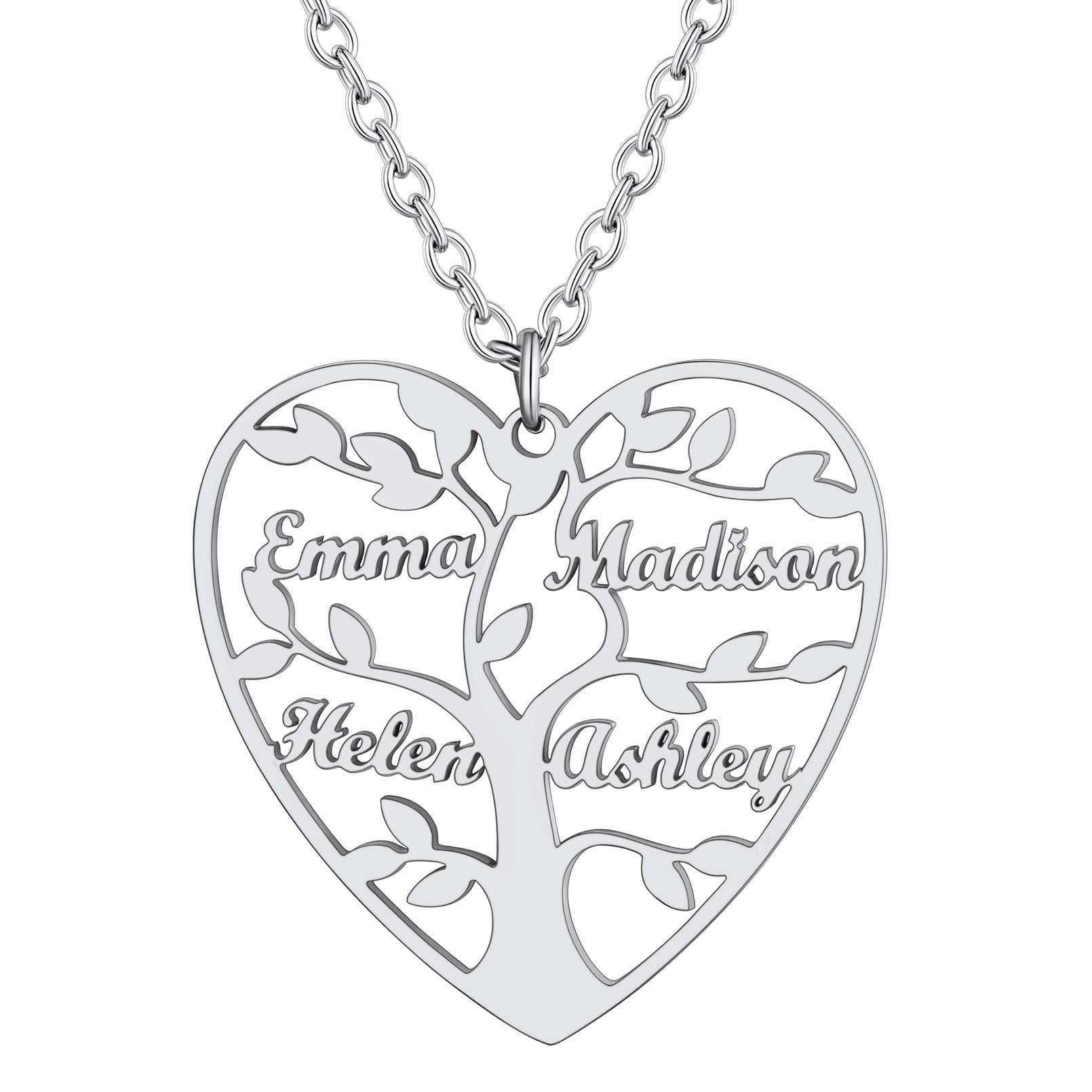 Personalized Heart Family Tree Necklace with Names For Mom