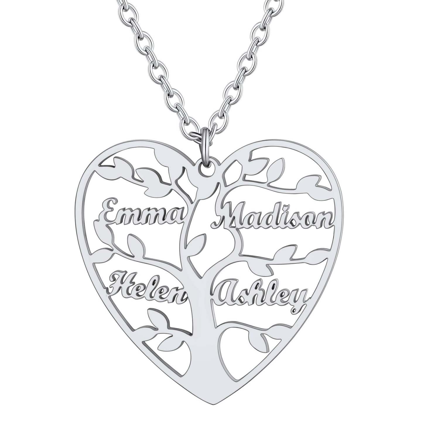 Personalized Heart Family Tree Necklace with Names For Mom