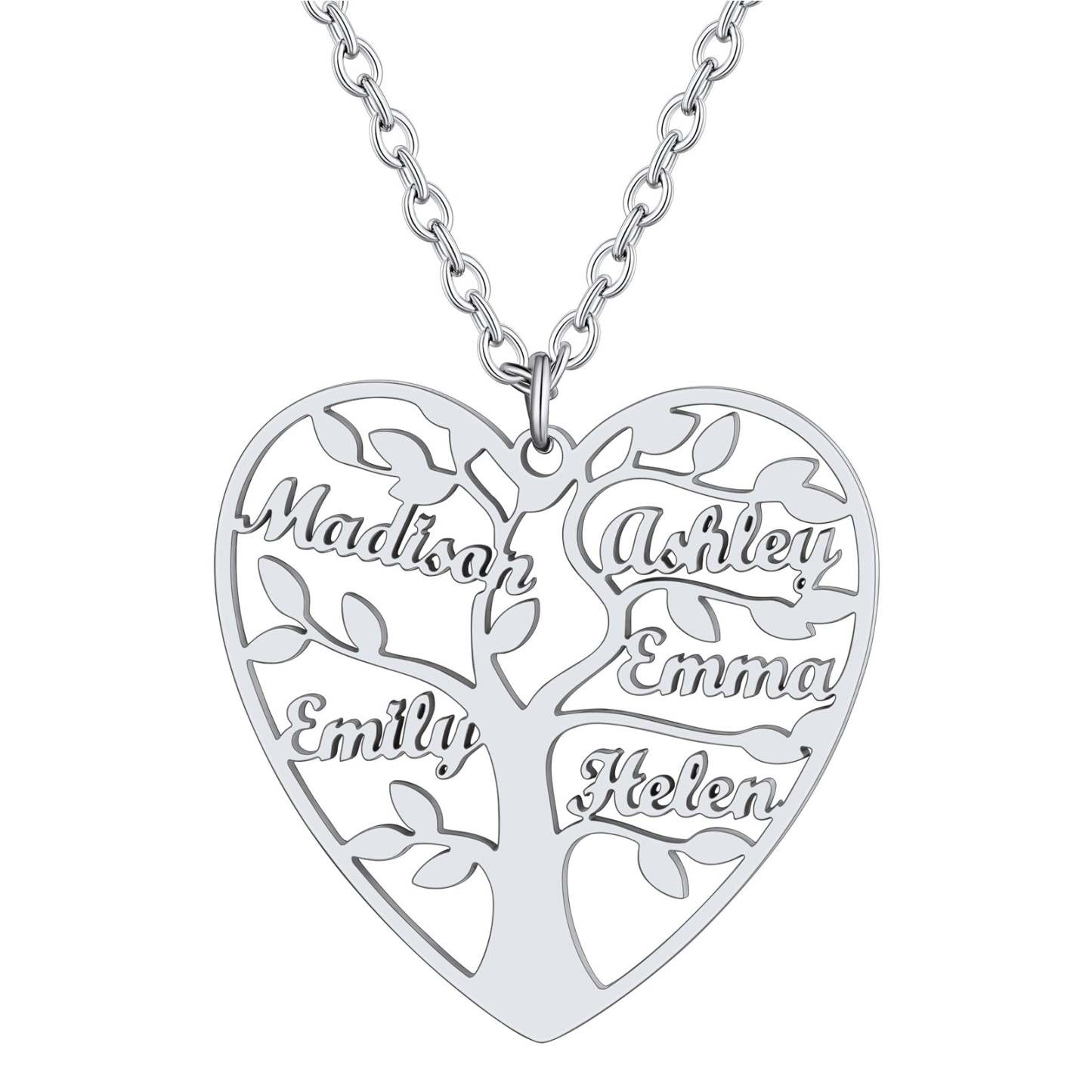 Personalized Heart Family Tree Necklace with Names For Mom