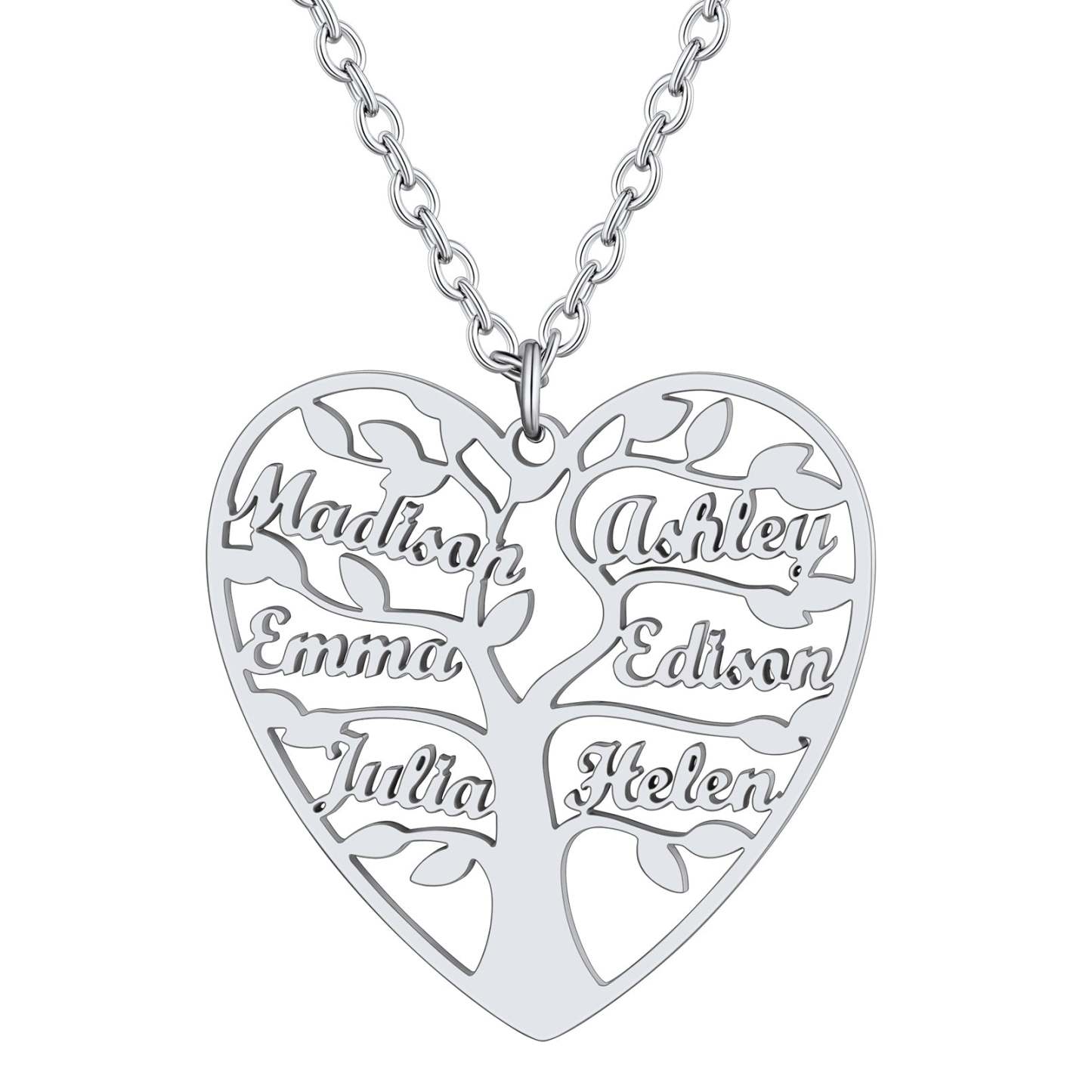 Personalized Heart Family Tree Necklace with Names For Mom