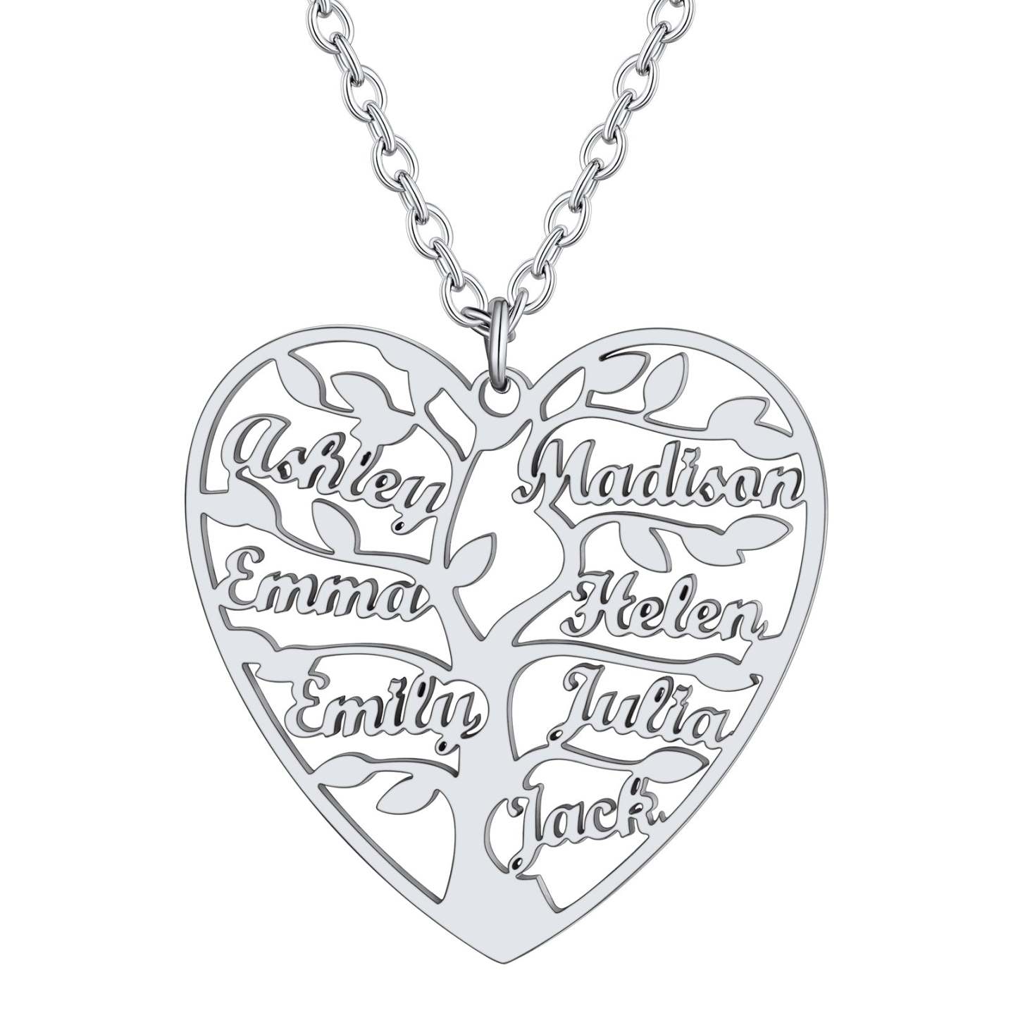 Personalized Heart Family Tree Necklace with Names For Mom