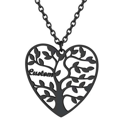 Custom4U Tree Of Life Necklace-1 name-black