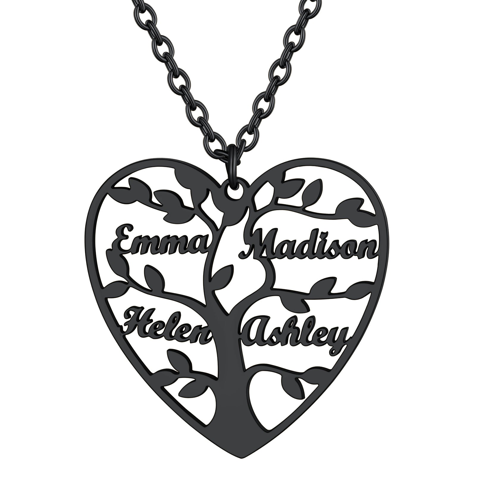 Personalized Heart Family Tree Necklace with Names For Mom