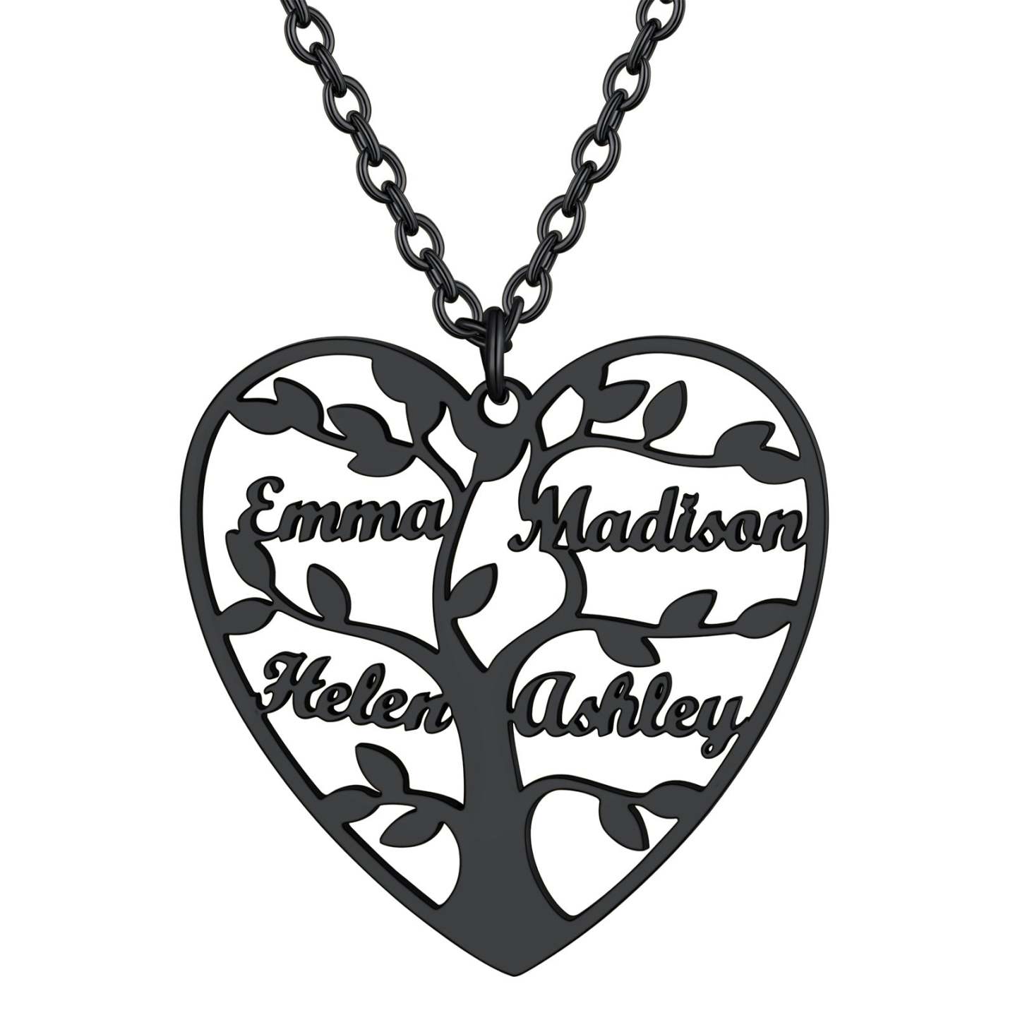 Personalized Heart Family Tree Necklace with Names For Mom
