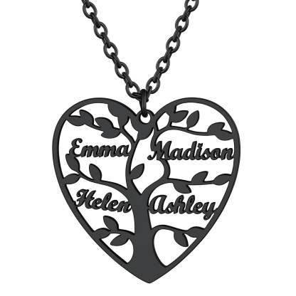 Personalized Heart Family Tree Necklace with Names For Mom