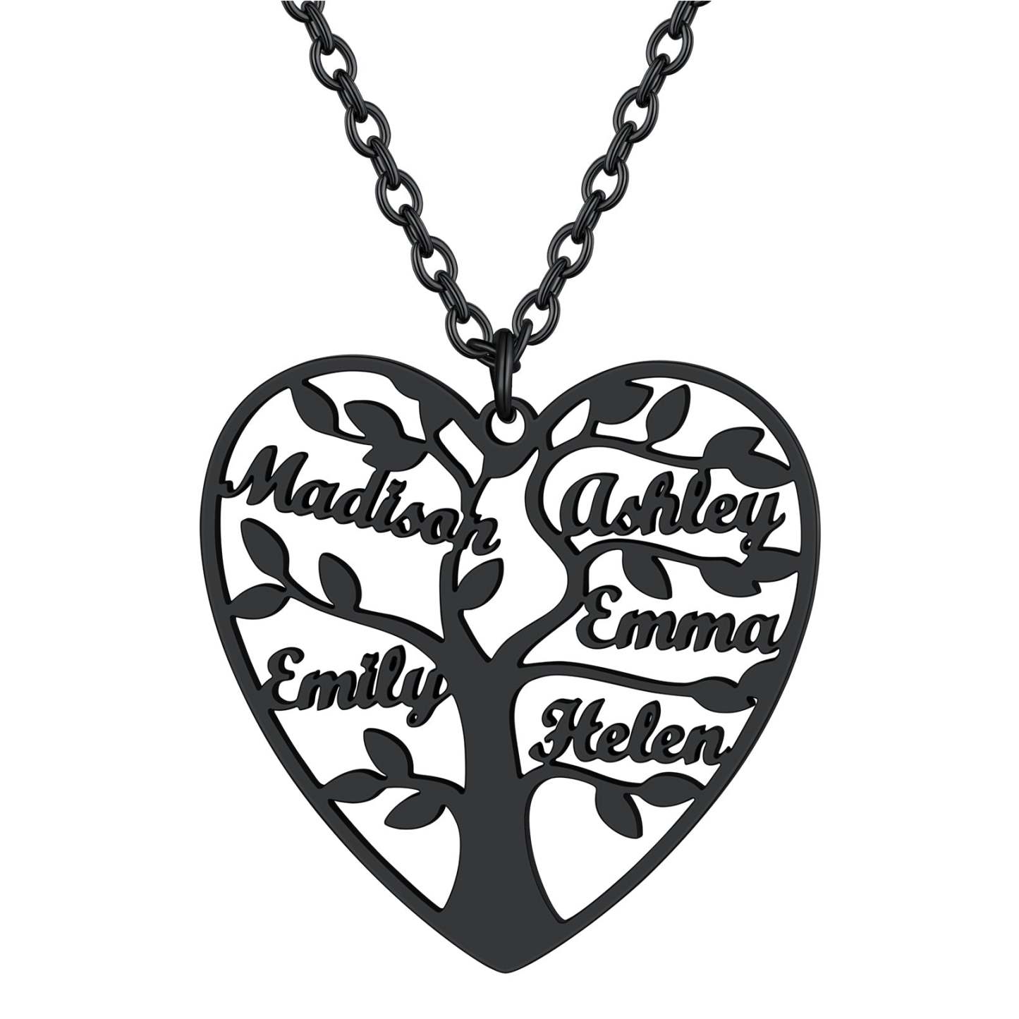 Personalized Heart Family Tree Necklace with Names For Mom