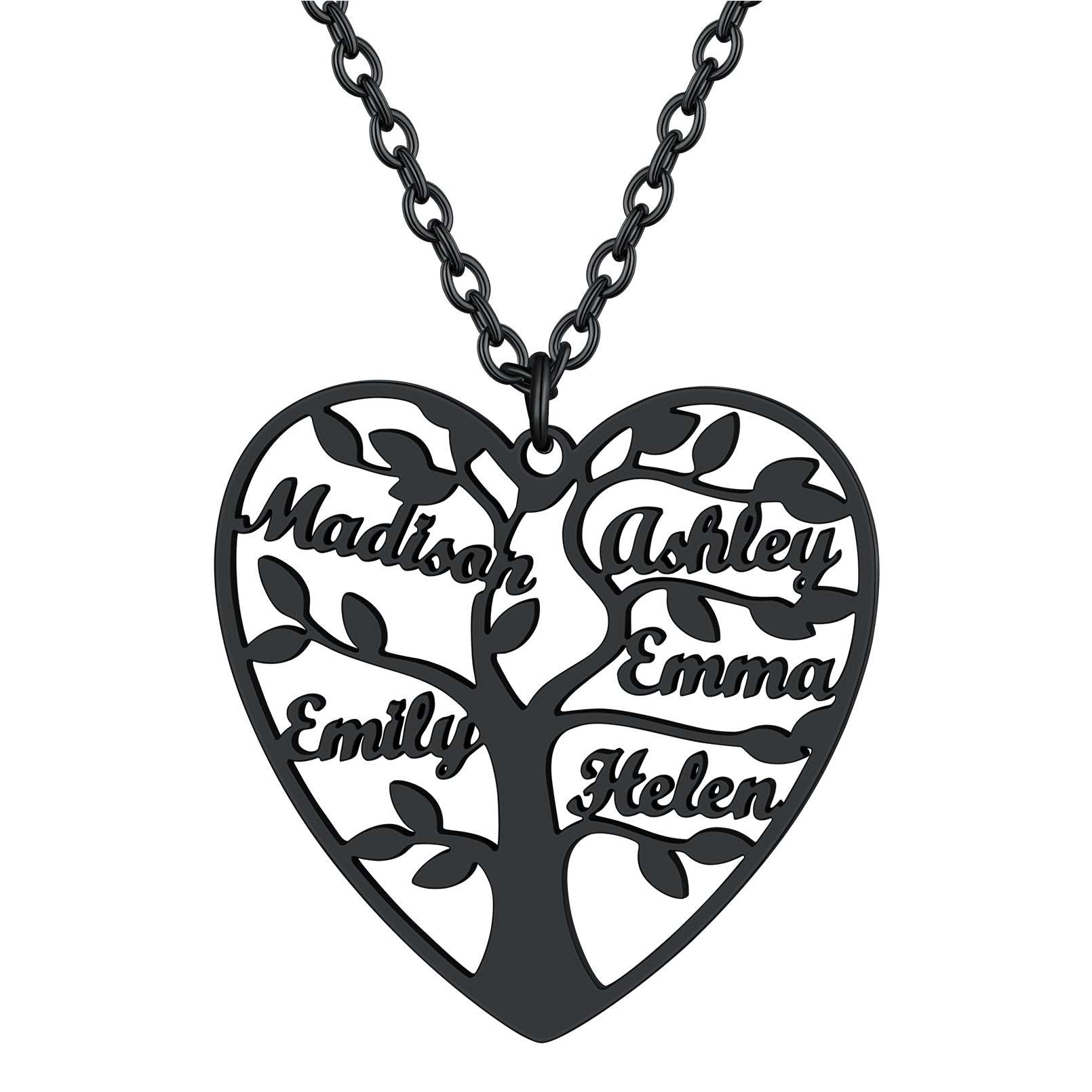 Personalized Heart Family Tree Necklace with Names For Mom