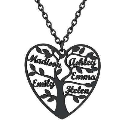 Personalized Heart Family Tree Necklace with Names For Mom