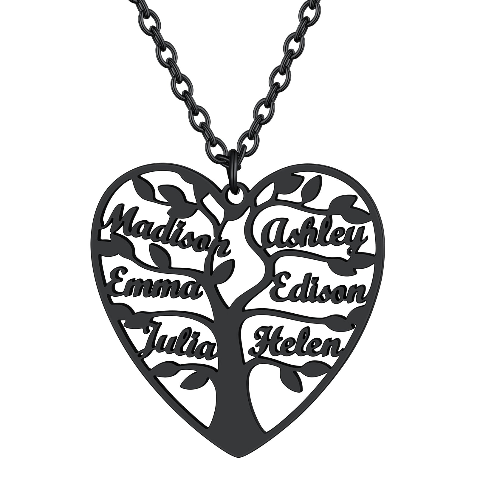 Personalized Heart Family Tree Necklace with Names For Mom