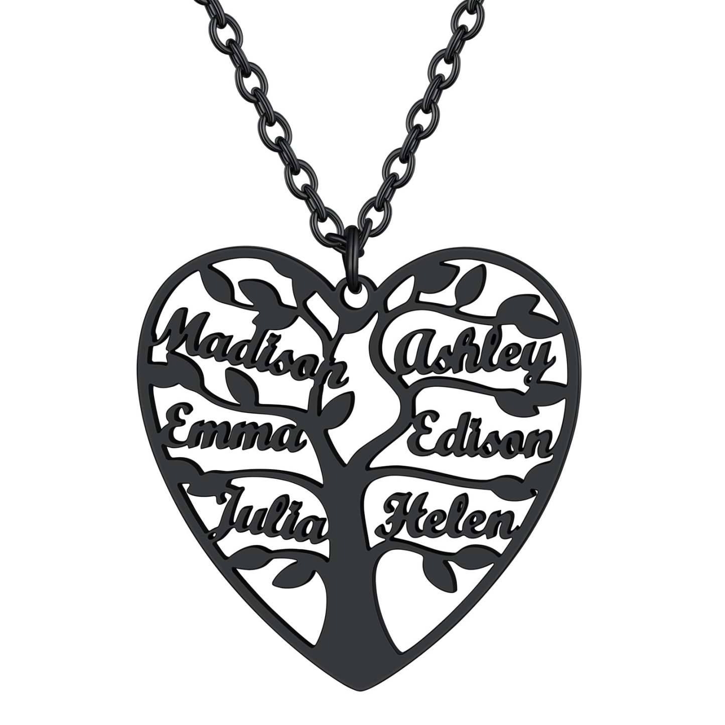 Personalized Heart Family Tree Necklace with Names For Mom