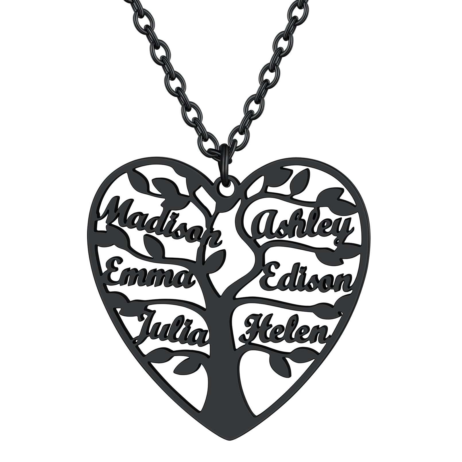 Personalized Heart Family Tree Necklace with Names For Mom