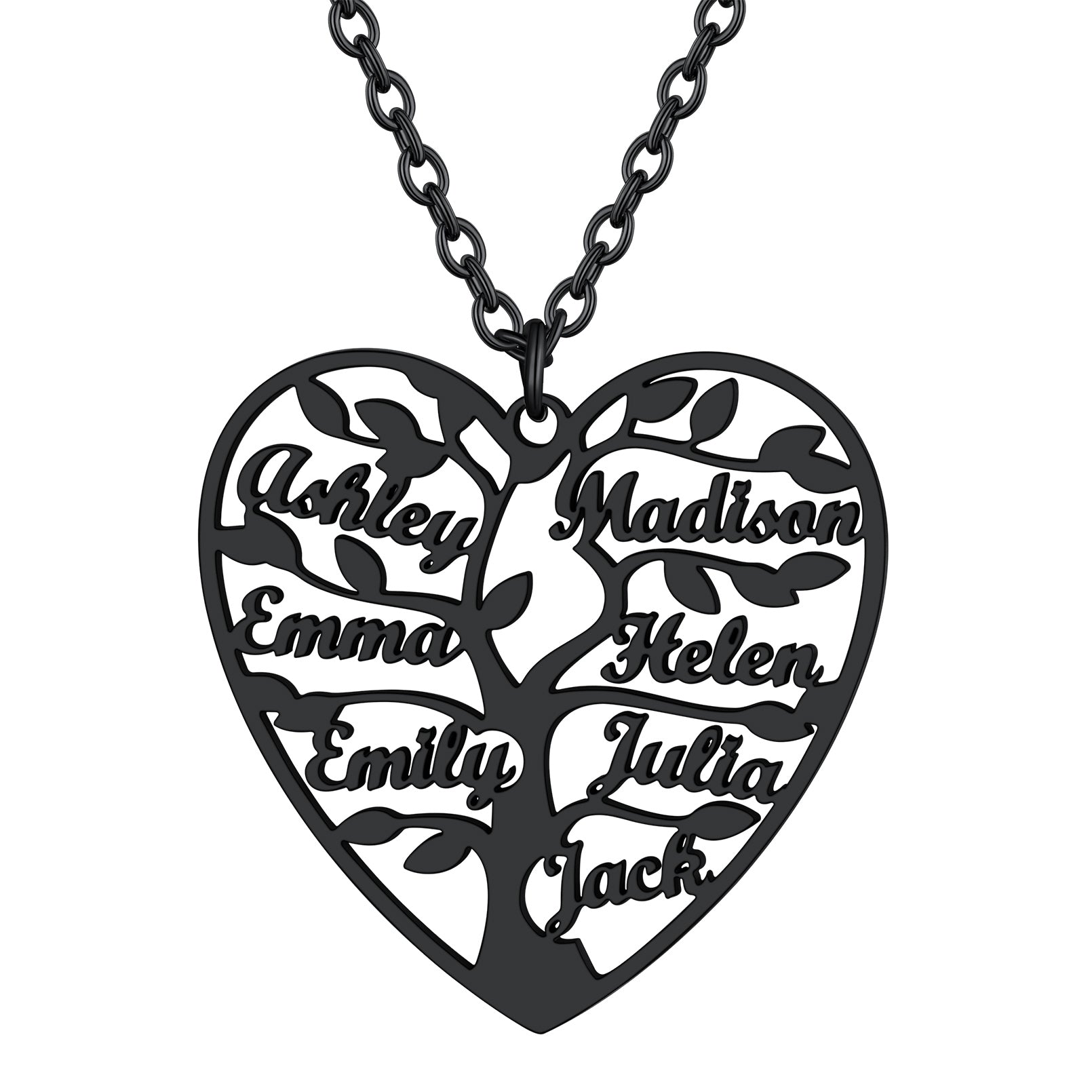 Personalized Heart Family Tree Necklace with Names For Mom