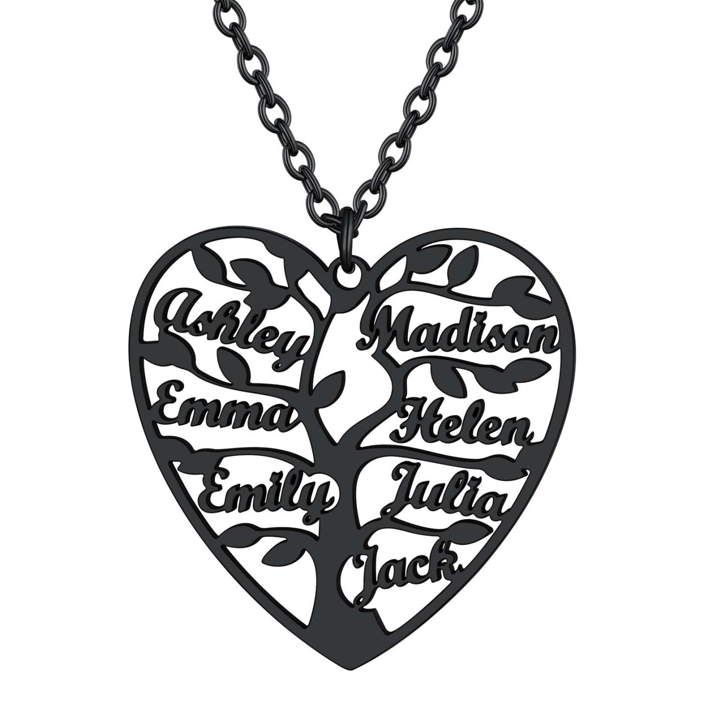 Personalized Heart Family Tree Necklace with Names For Mom