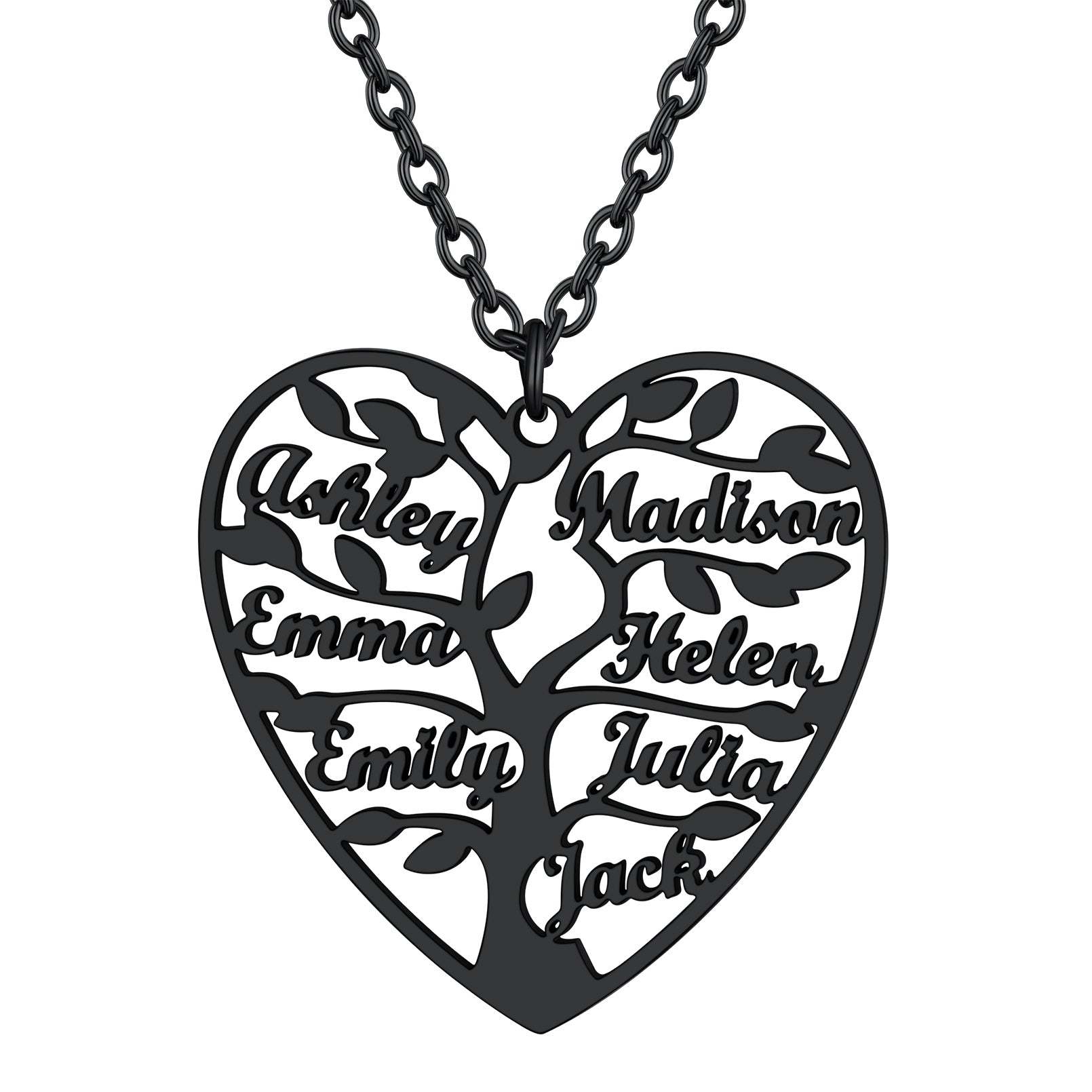 Personalized Heart Family Tree Necklace with Names For Mom