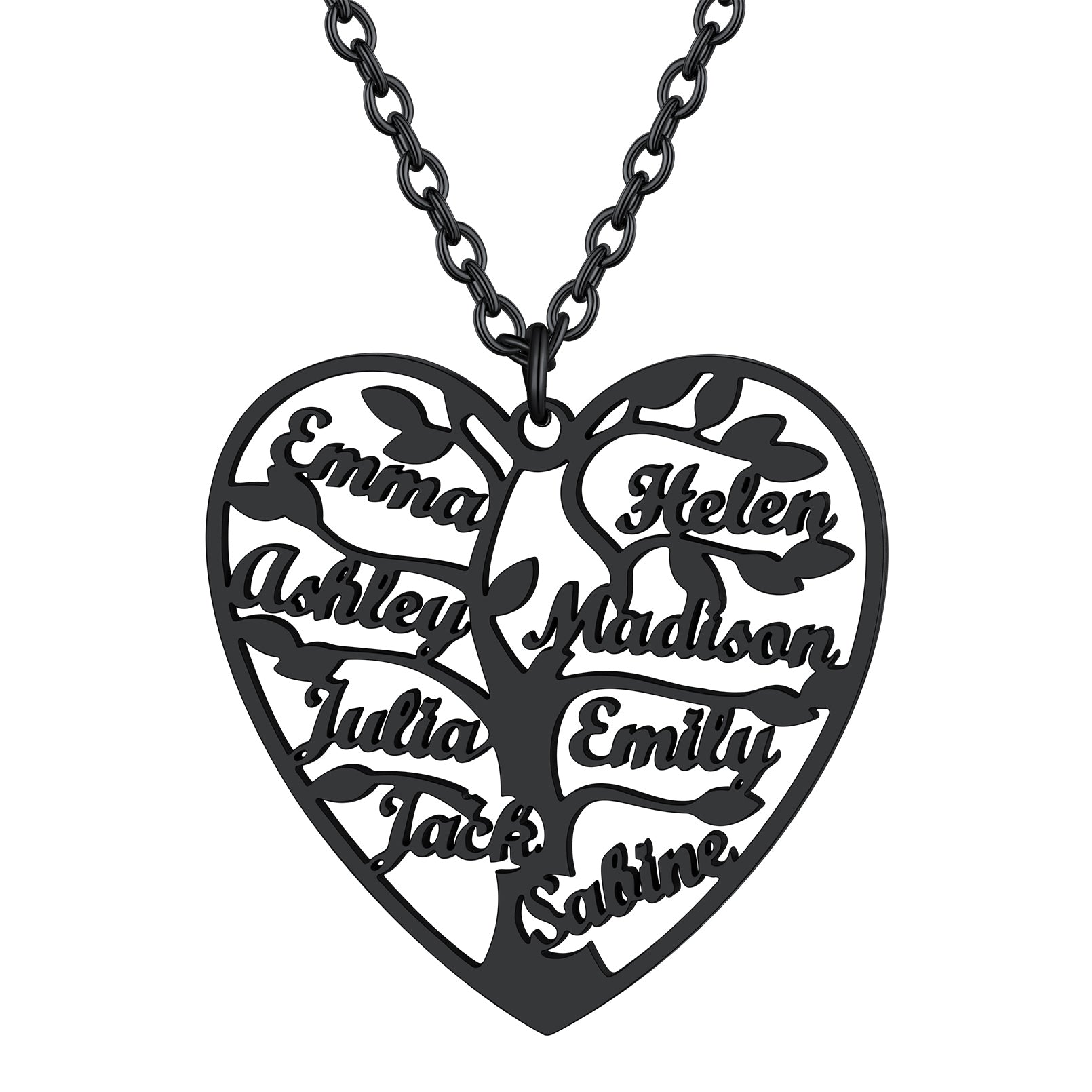 Personalized Heart Family Tree Necklace with Names For Mom