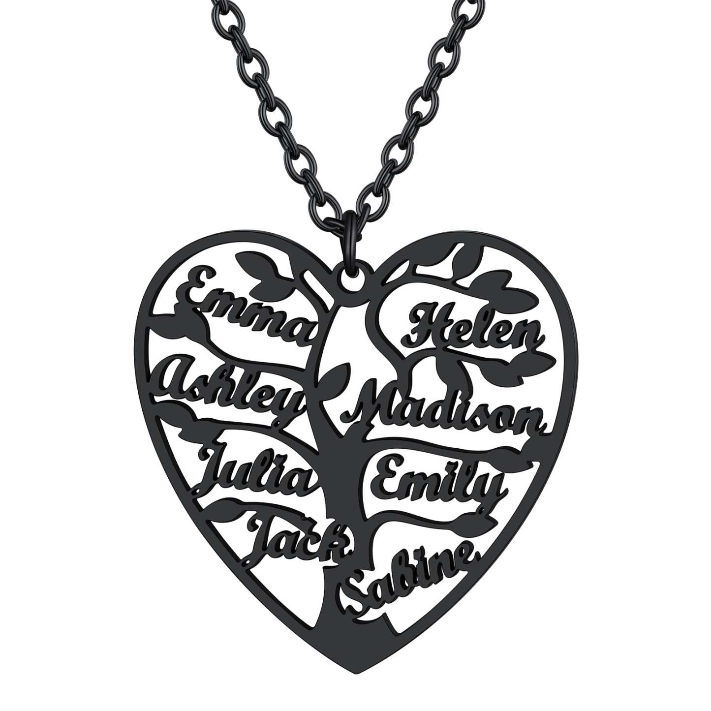 Personalized Heart Family Tree Necklace with Names For Mom