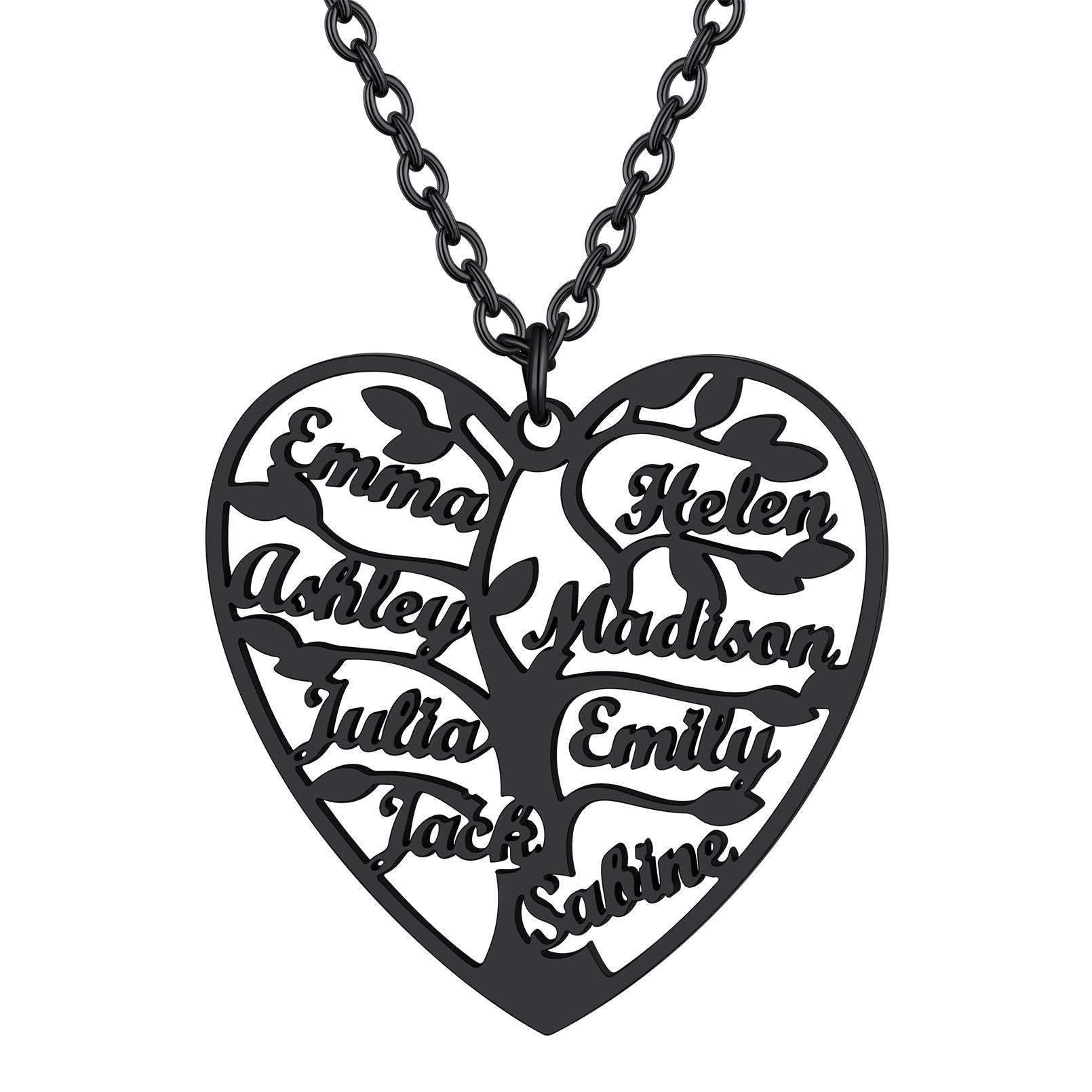 Personalized Heart Family Tree Necklace with Names For Mom