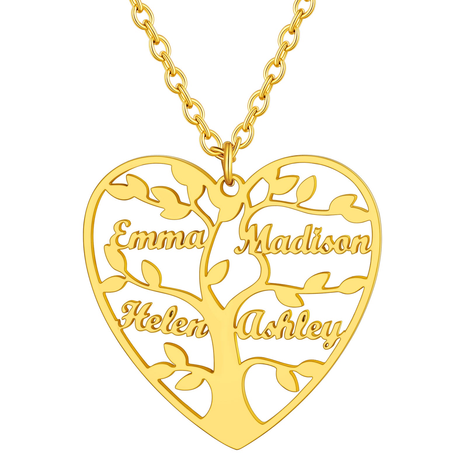 Personalized Heart Family Tree Necklace with Names For Mom