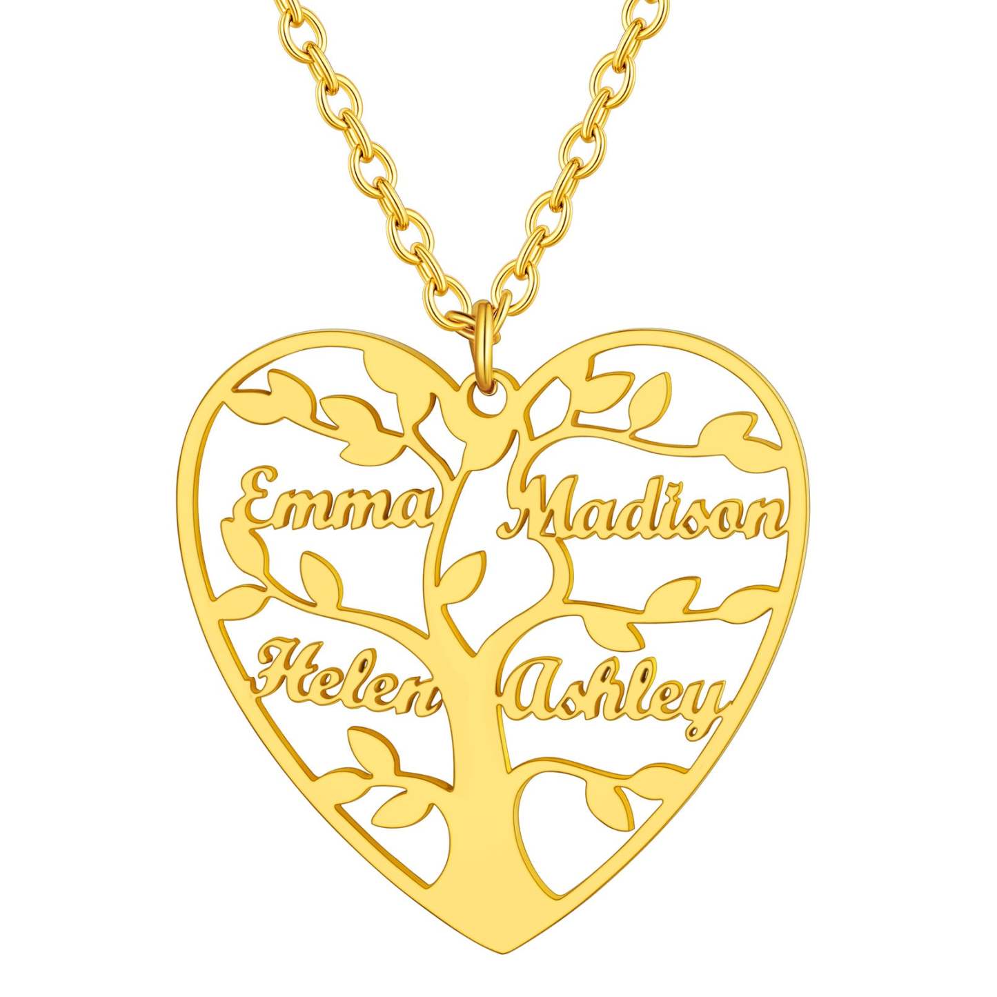 Personalized Heart Family Tree Necklace with Names For Mom