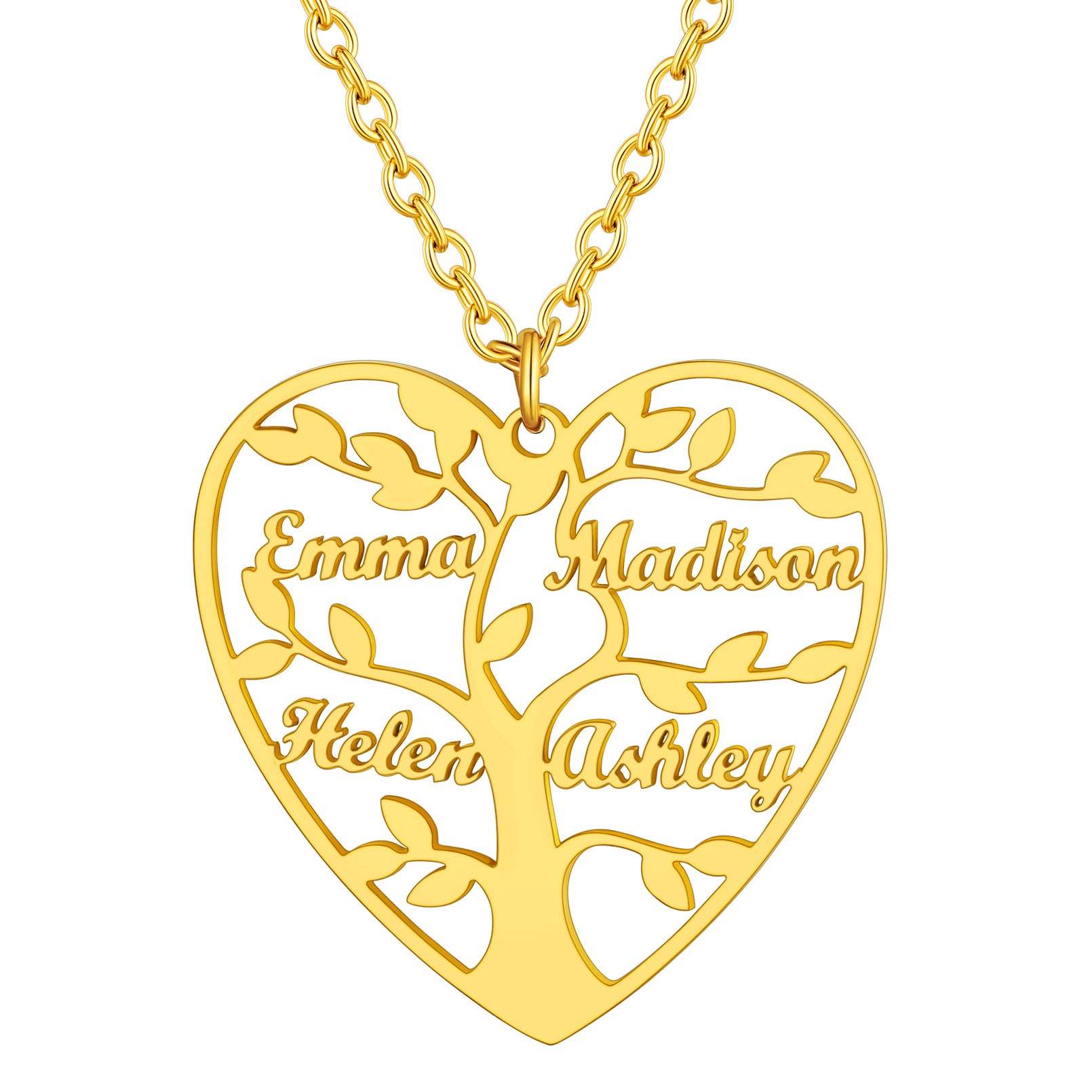 Personalized Heart Family Tree Necklace with Names For Mom